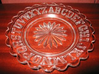Crystal clear glass Childs ABC alphabet plate / platter tray baby
