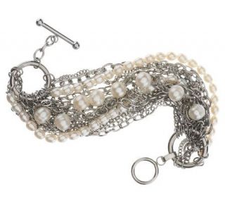 Honora 8 Cultured Pearl Multi strand Stainless Steel Bracelet 