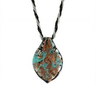 Murano Glass Leaf Shape Pendant and Multi Strand Necklace —