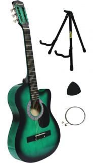 New Crescent Beginners Handmade Green Cutaway Acoustic Guitar Stand