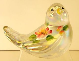 Fenton Hand Painted Songbird Figurine in French Opalescent