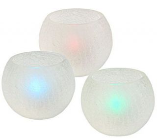 BethlehemLights Set of 3 Rechargeable Votive Candles in GlassHolders 