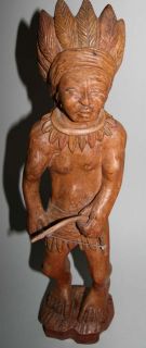 STUNNING L. CORNEILLE WOOD CARVING STATUE INDIAN CHIEF c. 1950