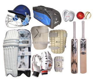 Adult Men Cricket Kit Set Pads Helmet Bat Gloves Match