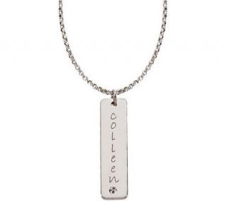 Posh Mommy Sterling Tag Simulated Birthstone Pendant w/ Chain 