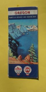 1960 Oregon Road Map Chevron Oil Crater Lake Cover