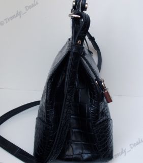 548 Furla Piper Cartella Croc Leather Satchel Tote Crossbody Bag