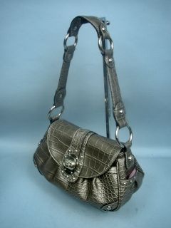  Kathy Van Zeeland Gray Croc Handbag
