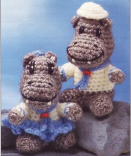 Doubly Sweet Hippo Mates Doll Toy Crochet Pattern Instructions