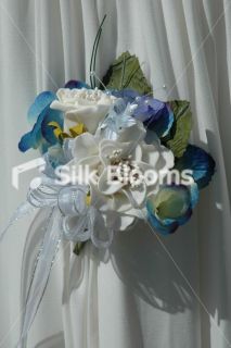 Aqua Hydrangea White Rose Mother Bride Corsage Wedding