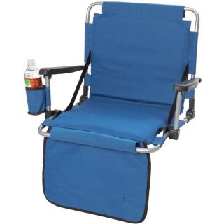 Ultra Stadium Portable Cushion Chair w Cup Holder Blue Folding
