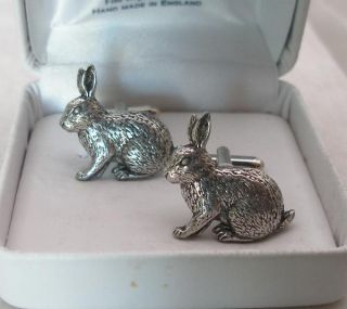 Rabbit Cufflinks in Fine English Pewter Gift Boxed AB