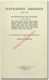 crocker family name history mayflower genealogy 1923 book on cd rom