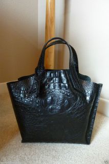 FURLA Black Croco Embossed Small Jucca Leather Tote Bag $278