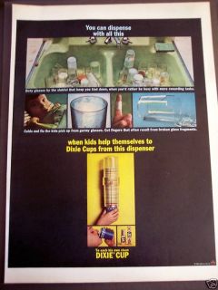 1963 Original Vintage Ad Dixie Cups Cup Dispenser