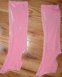 Cotton Candy Pink Velvet Dance Leg Warmers with A Stirrup Foot Medium