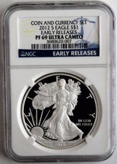 2012 S NGC PF69 COIN AND CURRENCY SILVER EAGLE EARLY RELEASE