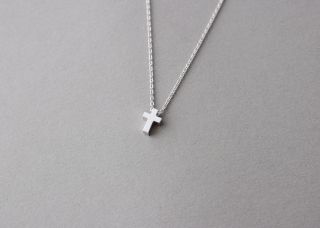 White Gold Small Cross Necklace Sterling Silver Cross Jewelry Necklace