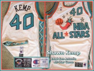 Shawn Kemp 1996 Game Worn Champion Home White All Star Game (San