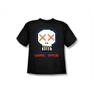 Game Over Pixel Skull Classic Gaming Youth T Shirt Tee