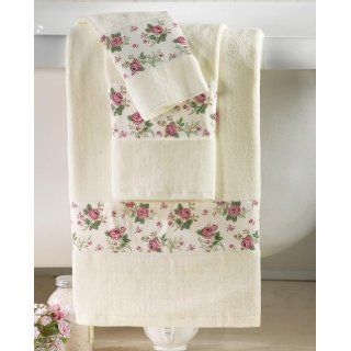 Bathroom Set Pink Country Rose Shower Curtain Bath Rug 3pc Towel