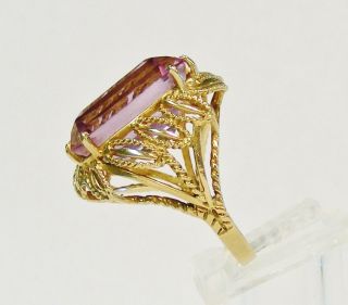  14k Yellow Gold 20 00ct Emerald Cut Amethyst Cocktail Ring