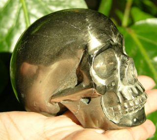 Large Flash Pyrite Gem Crystal Skull Healing Handmade Skeleton