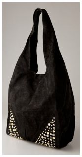 Cynthia Vincent Beaded Suede Grocery Bag Handbag Black