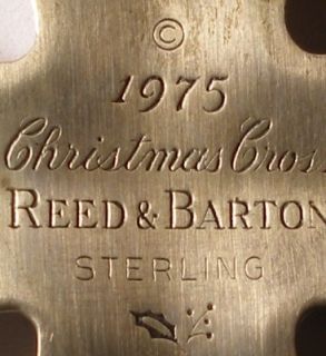 Reed Barton Sterling 1975 Christmas Cross