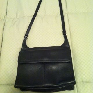 Fossil Cross Body Black Leather Bag