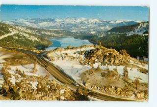Vintage Postcard Donner Lake California Highway 40 Over Donner Summit