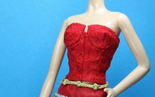 Pink Label Barbie Cyndi Lauper Red Bustier Skirt Outfit