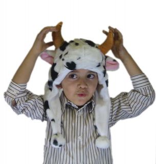 Great White Cute Plush Animal Hats Cow Bull Mittens Acyrlic with