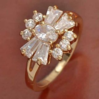 Deluxe 9K Gold Filled CZ Wedding Ring Size 6 5 B323