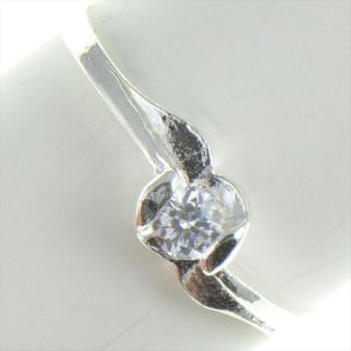 Sterling Silver Round CZ Engagement Ring 8 XV915