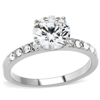 Cubic Zirconia CZ Bridal Wedding Engagement Ring Stainless Steel Size