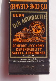 1930s Matchbook D&H Anthracite Coal Breaker Sullivan Co. Oil Tel. 575