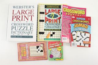  Lot WEBSTERS Large Print Crossword Puzzle Dictionary Puzzle Books 6PC