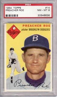 1954 Topps 14 Preacher Roe Brooklyn Dodgers PSA 8 H8810