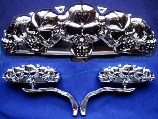 Skull Mirrors for Honda Kawasaki or Suzuki Motorcycles Cruisers