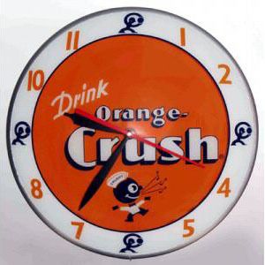 New Vintage Style Orange Crush Soda Light Up Metal Advertising Clock