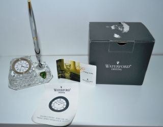 Waterford Crystal Westover Desk Clock and Pen Holder Set