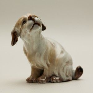 Tiny Dahl Jensen Copenhagen Denmark Porcelain Hand Painted Terrier Dog