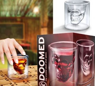 4X Doomed Crystal Skull Shot Glass Liqour Shooter Party Drink Bar