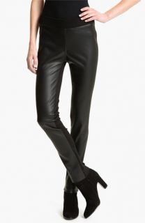 Kenneth Cole New York Faux Leather & Ponte Leggings (Petite)