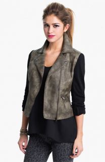 Collection B Faux Leather & Ponte Jacket (Juniors)