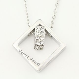Modern Cubic Double Rings Crystal Pendant Necklace VP564