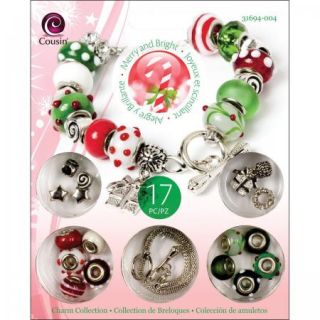 Cousin Merry and Bright Holiday Bead Charm Bracelet Kit Complete New