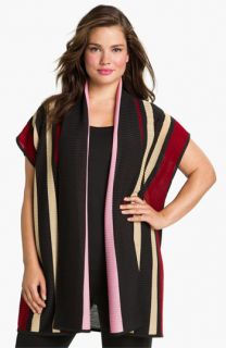Exclusively Misook Stripe Ribbed Sweater Vest (Plus)