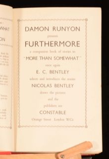 1938 Furthermore by Damon Runyon with Dustwrapper 1st Edition